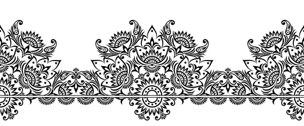 Design Frontieră Florală Ornamentală Fără Sudură Vector — Vector de stoc