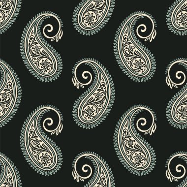 Koyu arkaplanda kusursuz geleneksel Asya desenli desen