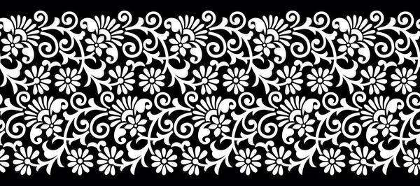 矢量单色无缝花卉边框设计 — 图库矢量图片