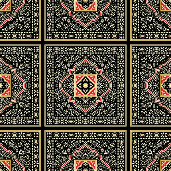Seamless Traditional Asian Textile Fabric Pattern — Stock Vector