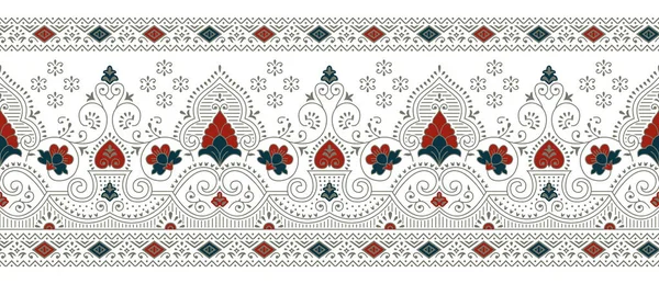 Seamless Traditional Asian Textile Fabric Border — Stock Vector
