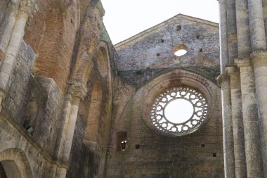 San Galgano manastırında gül penceresi.