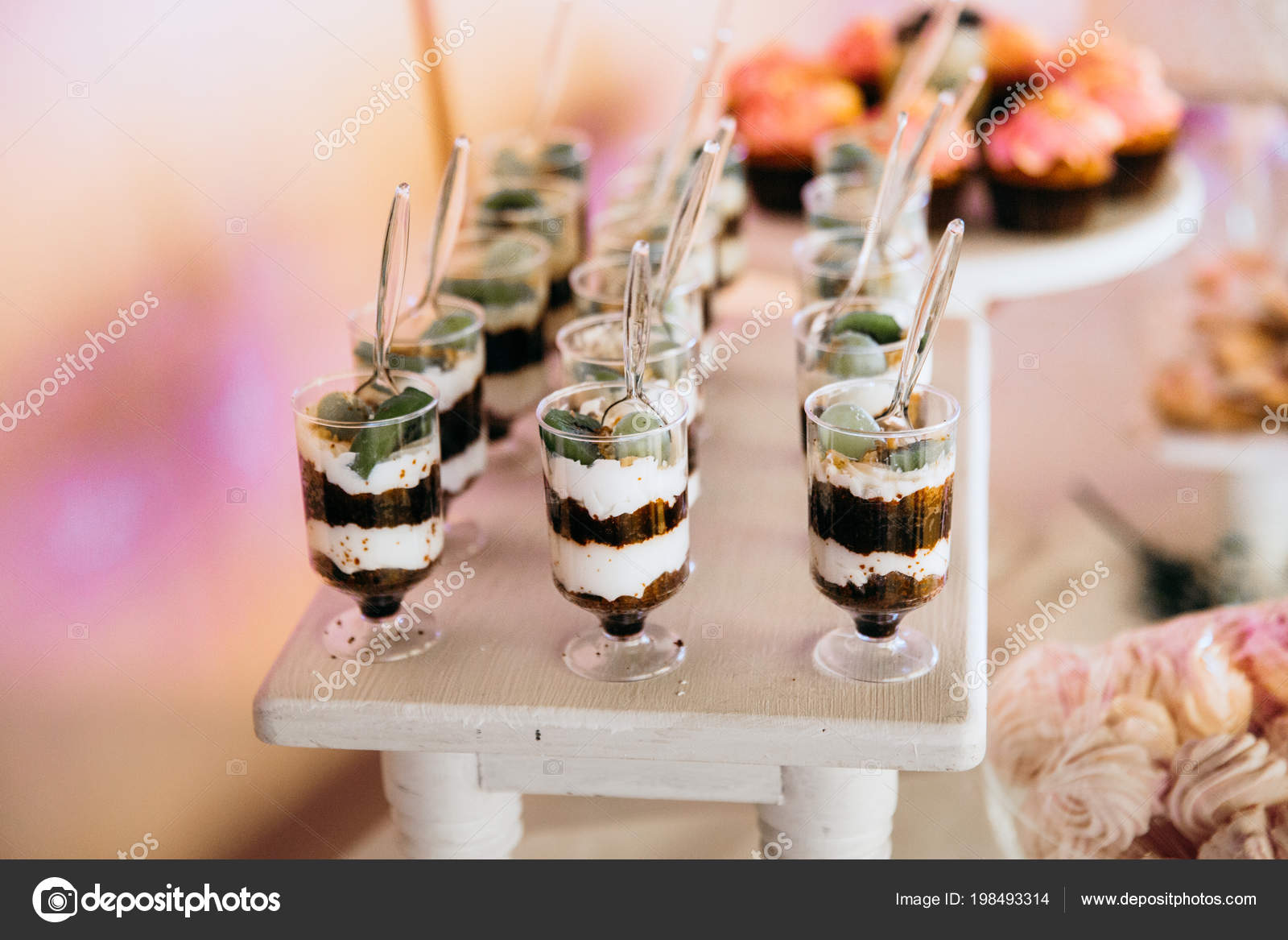 Delicious Desserts Wedding Reception Table Stock Photo