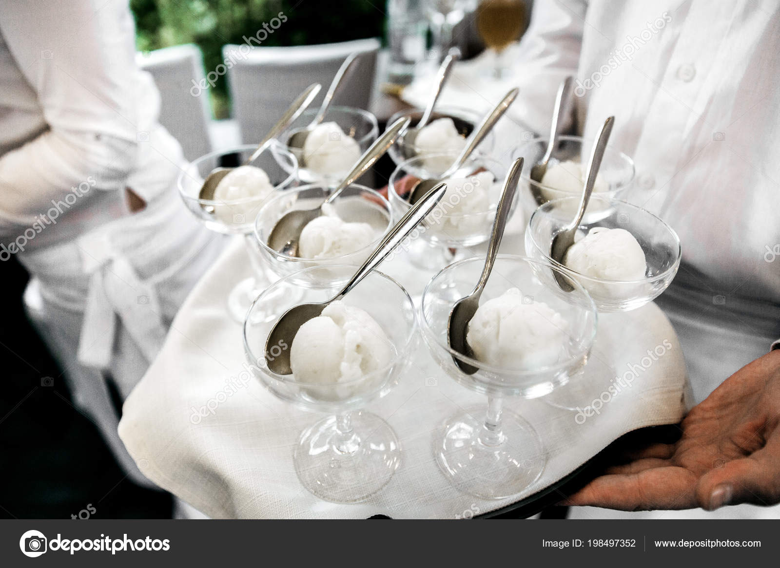 Delicious Ice Cream Wedding Reception Table Stock Photo