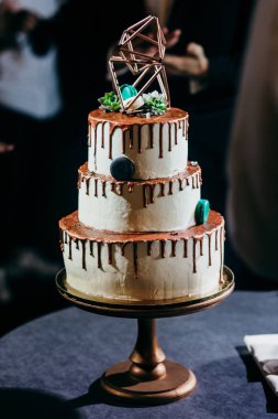 güzel düğün pastası dekorasyonu ile yakın çekim