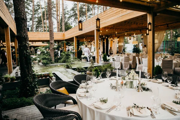 Belo Dia Casamento Conjunto Mesa — Fotografia de Stock