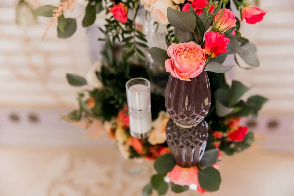 Bela Decoração Dia Casamento Com Flores — Fotografia de Stock