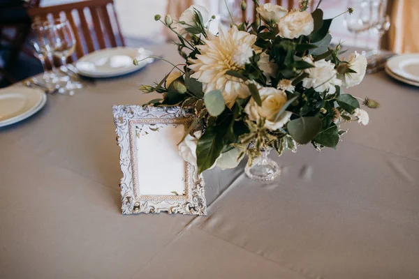 Belo Conjunto Mesa Dia Casamento Decoração — Fotografia de Stock