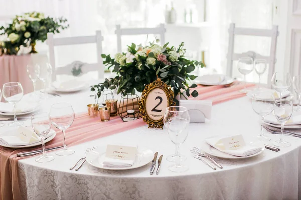 Belo Dia Casamento Conjunto Mesa — Fotografia de Stock