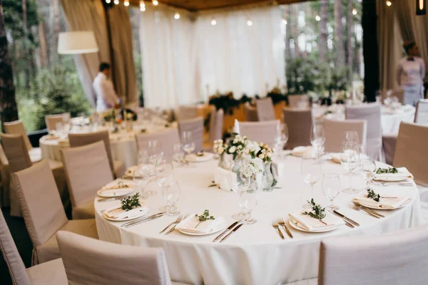 Belo Dia Casamento Conjunto Mesa — Fotografia de Stock