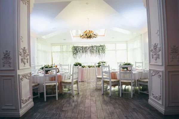 Mesa Dia Casamento Conjunto Lanches Mesas — Fotografia de Stock