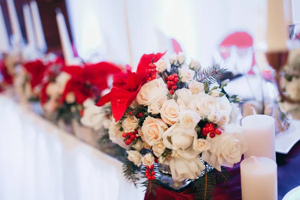 Beautiful Wedding Day Decoration Table Flowers — Stock Photo, Image