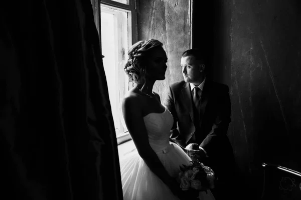 Young Beautiful Couple Posing Indoors — Stock Photo, Image