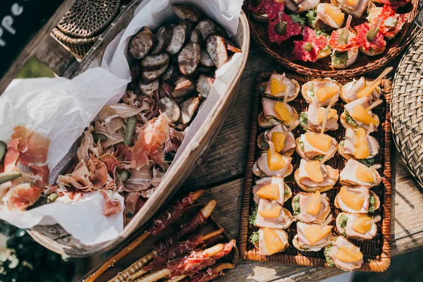 düğün resepsiyonunda aperatifler yakın çekim