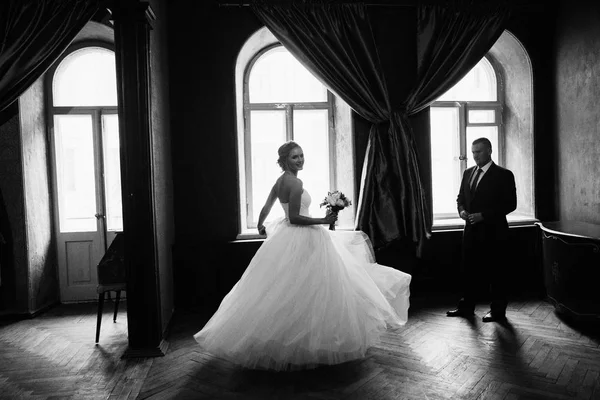 Young Beautiful Couple Posing Indoors — Stock Photo, Image