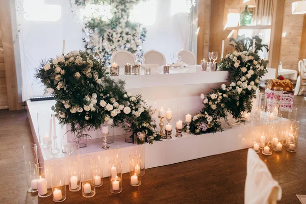 Hermosa Decoración Del Día Boda Con Velas —  Fotos de Stock