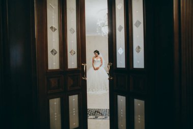 Kapalı poz genç güzel gelin