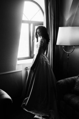 Kapalı poz genç güzel gelin