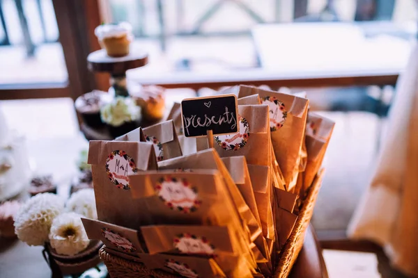 Barre Bonbons Avec Différents Bonbons Sur Mariage — Photo