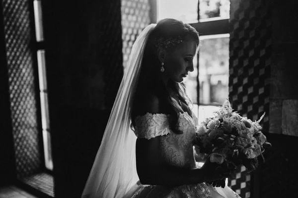 Young Beautiful Bride Posing Indoors — Stock Photo, Image