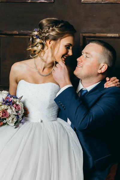 Young Beautiful Couple Posing Indoors — Stock Photo, Image