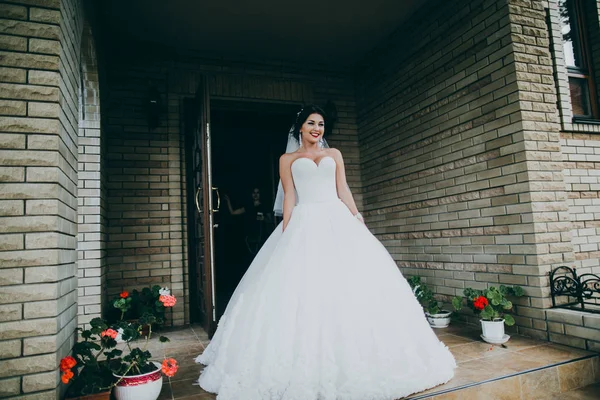 Feliz Joven Hermosa Novia Posando — Foto de Stock