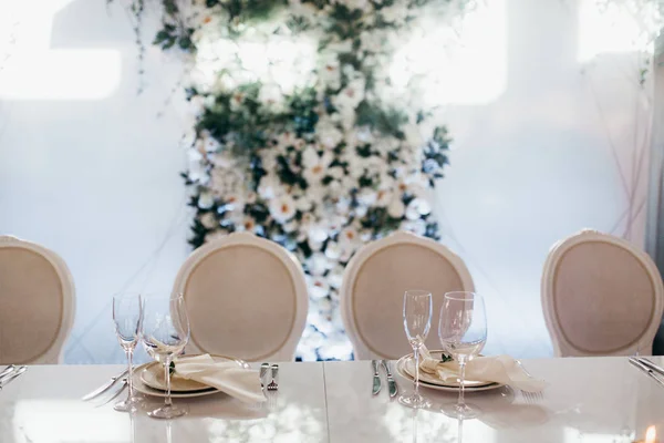 Schöne Dekoration Des Tisches Hochzeitstag — Stockfoto