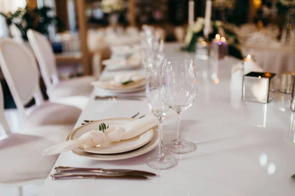 Bela Decoração Dia Casamento Mesa — Fotografia de Stock