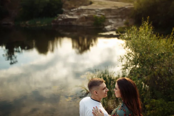 Happy Beautiful Young Couple Embracing — Stock Photo, Image