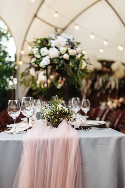 Dia Casamento Decoração Mesa Close — Fotografia de Stock