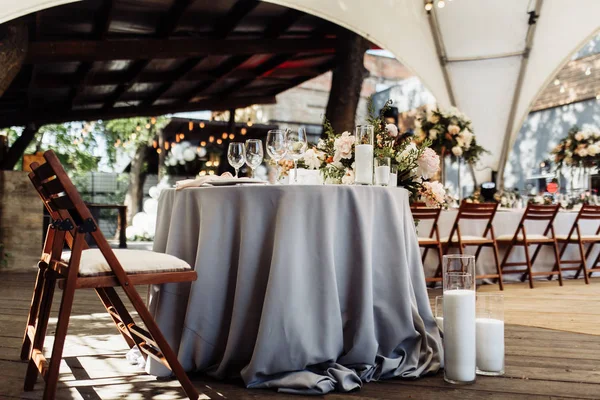 Bela Decoração Dia Casamento Mesa — Fotografia de Stock