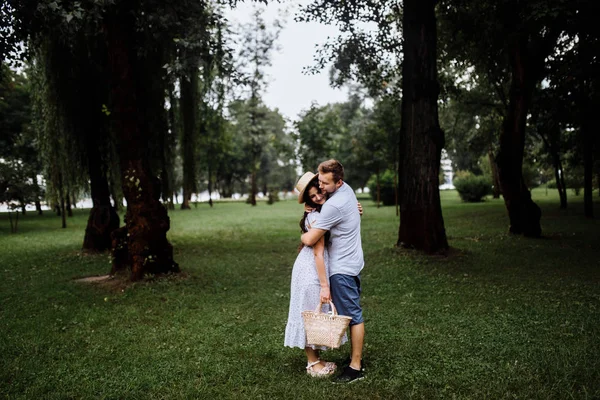 夏の公園のハグで美しい幸せなカップル — ストック写真