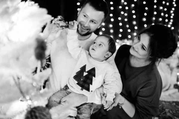 Mutlu genç aile evde Noel 