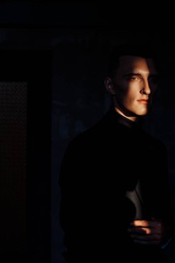yakışıklı delikanlı karanlıkta poz
