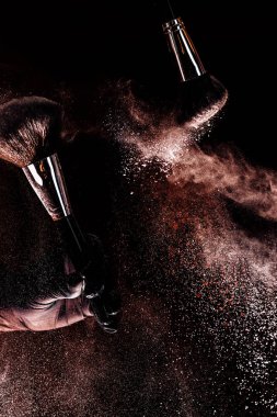fırçalar, toz, yakın makyaj