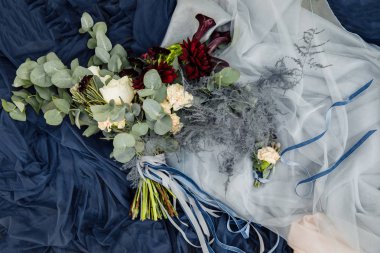 Parlak güzel buket düğün, yakın çekim