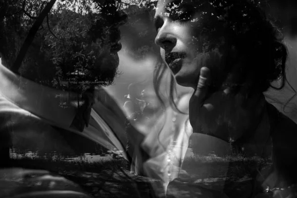 Beautiful Young Couple Newlyweds Kissing — Stock Photo, Image