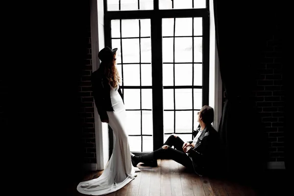Beautiful Young Couple Posing Indoors — Stock Photo, Image