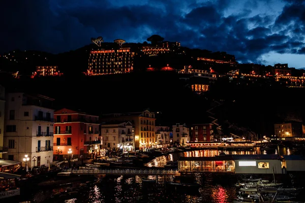 Barcos Costa Italiana Por Noche — Foto de Stock
