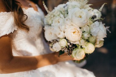 Parlak güzel buket düğün, yakın çekim