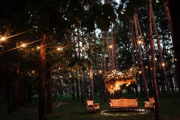 옥외에서 결혼식을 안락의자와 — 스톡 사진