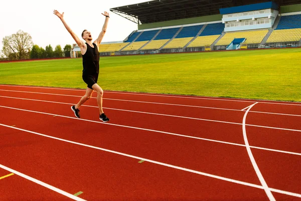 Young Sportive Man Stadium — Stock Photo, Image