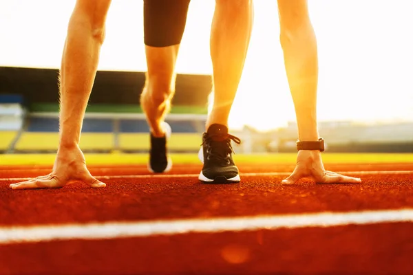 Legs Runners Running Track — Stock Photo, Image