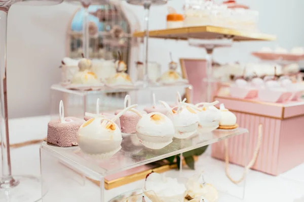 Heerlijke Bruiloft Receptie Snoep Bar Dessert Tafel — Stockfoto
