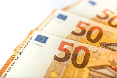 Euro banknot 50 nominal değeri ile görünümü Kapat