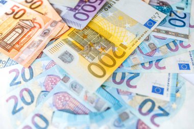 Euro banknot farklı nominal değere sahip görünümü Kapat