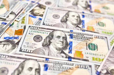 100 dolar faturaları arka plan. Para Amerikan yüz dolar faturaları.