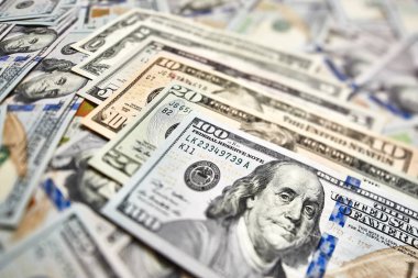 Farklı para birimleri ve nominal değerleri doları banknot banknotlar.