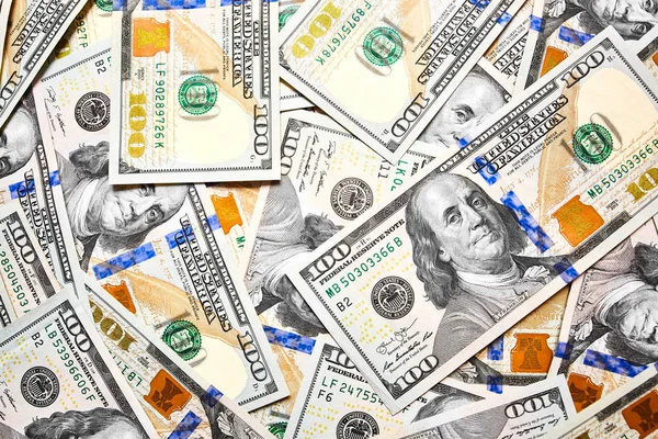 Yukarıdan Amerikan parası yüz doları bill görünümün arka planına duvar kağıdı. Bize 100 banknotlar.