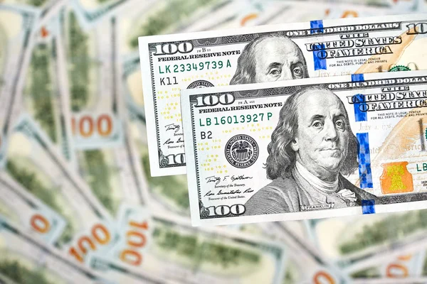 Macro Shot New 100 Dollar Bill Background 100 Dollar Bills — Stock Photo, Image